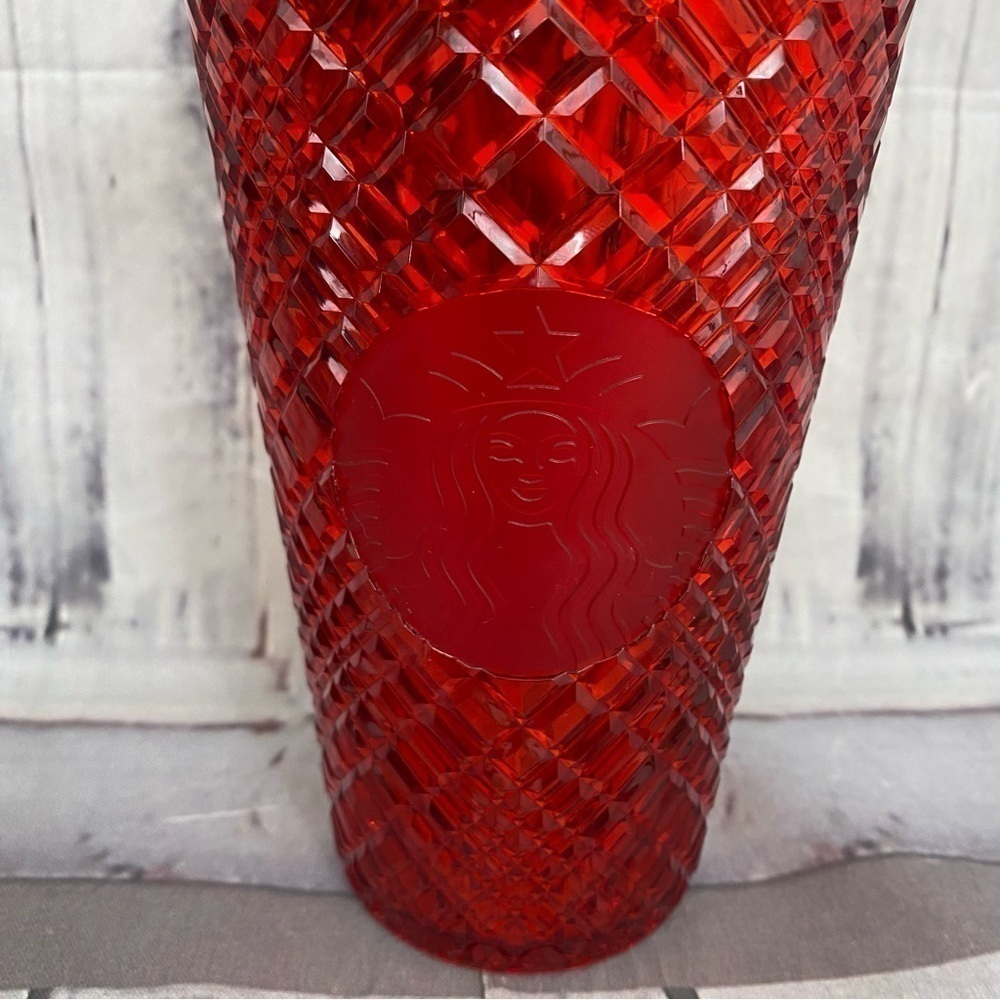 Starbucks 2021 Red Christmas Holiday Jeweled Tumbler 16 oz Grande With Lid Used - Picture 5 of 11